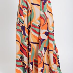 Easel Plus Size 3X Abstract Wide Leg Pants | Boho Palazzo